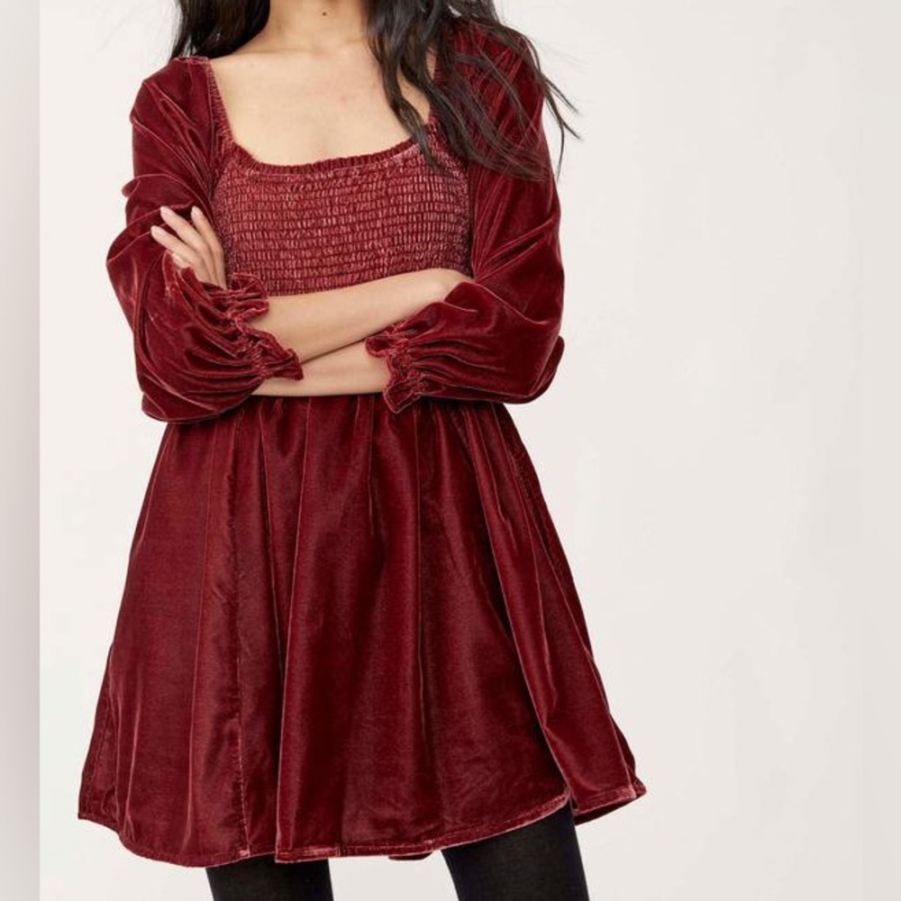 NWT Free People Daphne Velvet Mini Dress